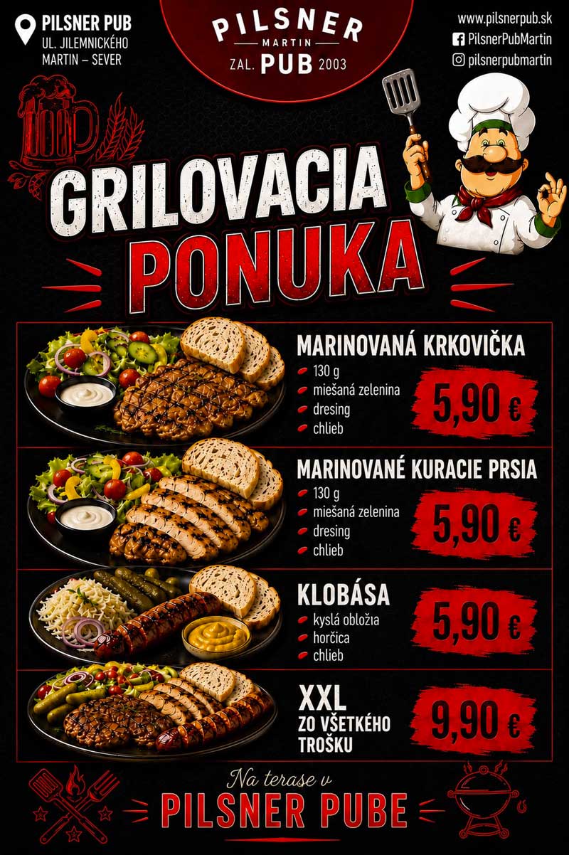 Grilovačka na terase - menu – 17. 07. 2026