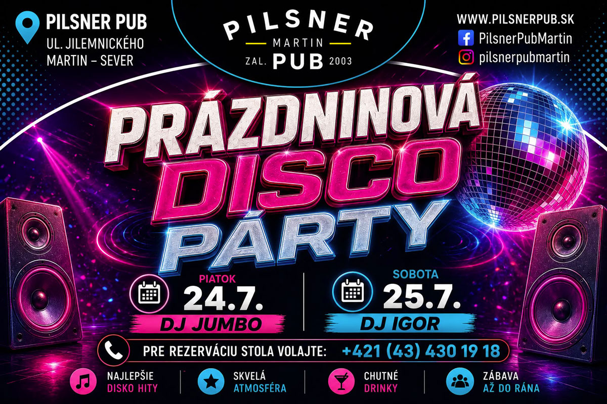 Prázdninová disco párty – 24. 07. 2026