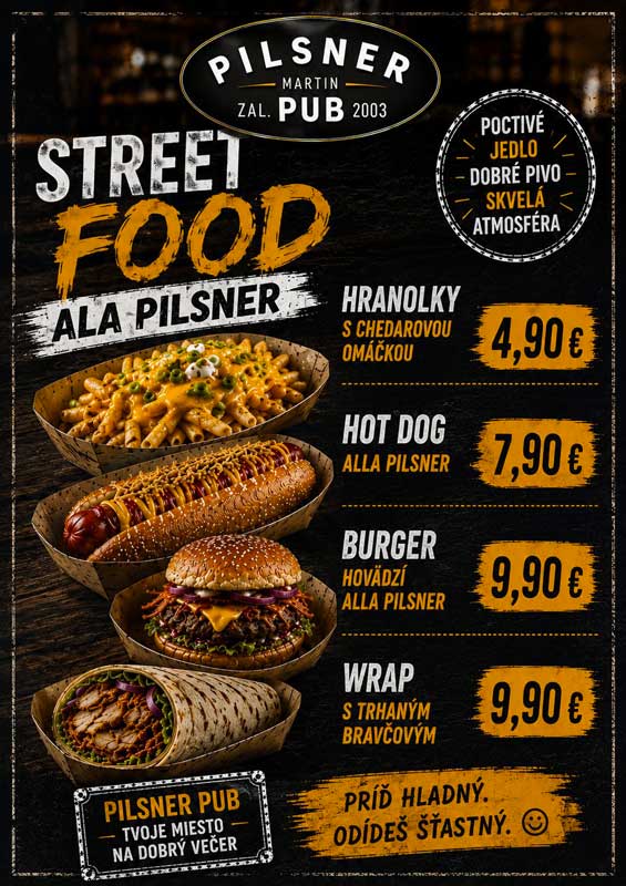 Street Food ala Pilsner - menu – 04. 09. 2026